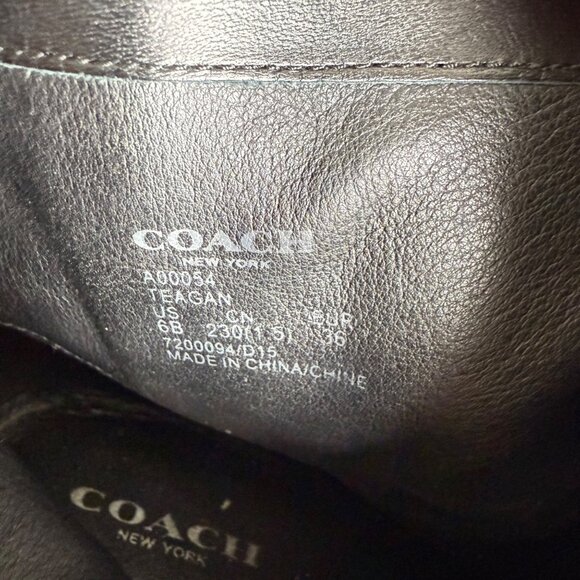 COACH Teagan Leather Ankle Boots in Black with Chain Accent & Side Zipper Sz 6 - Picture 8 of 10